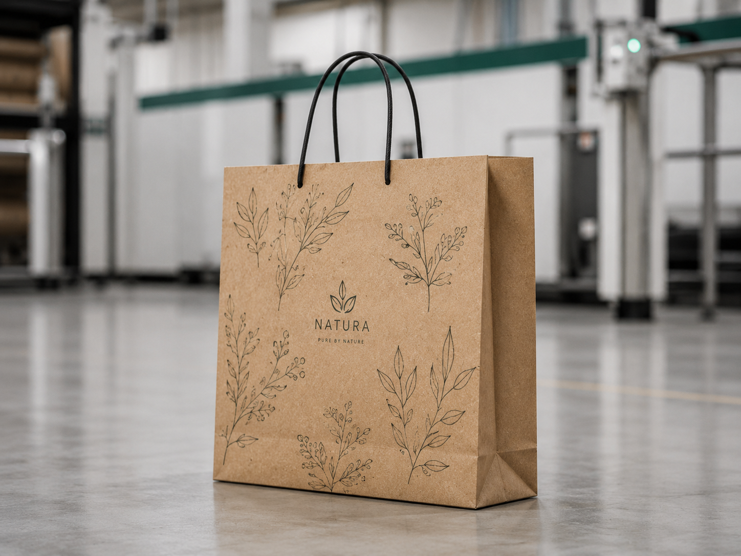 Torba papierowa kraft z nadrukiem na froncie i bokach
