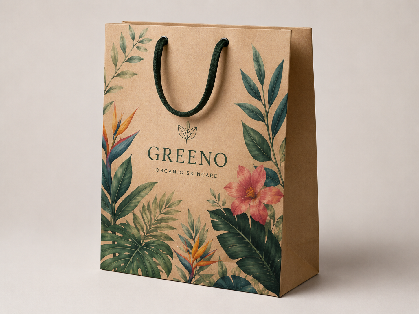 Kraftowa torba papierowa Greeno z kolorowym nadrukiem offsetowym